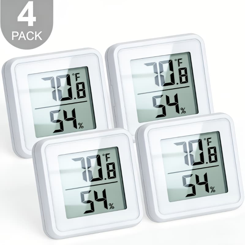 TEMU 4 Pack Digital Thermometer Hygrometer Large Temperature Unit Switchable Magnetic Base Stand Dual Use
