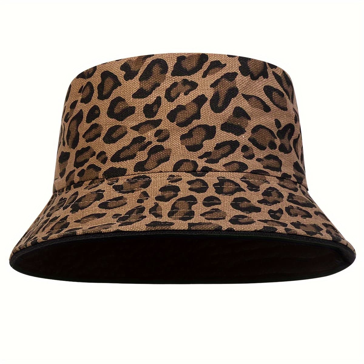 TEMU 1pc Women's Leopard Print Fisherman Bucket Hat - Wide Brim, Stylish Design For Outdoor Travel, Beach Parties & Casual , Beach Hat