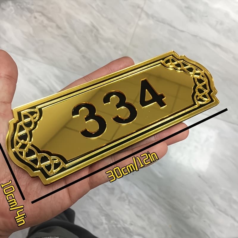 TEMU Customizable Address Board - Personalized House Number Sign With Golden & , Durable , For Homes, Apartments, Offices - Elegant Entryway Decor, Sophisticated Design, Highquality Print