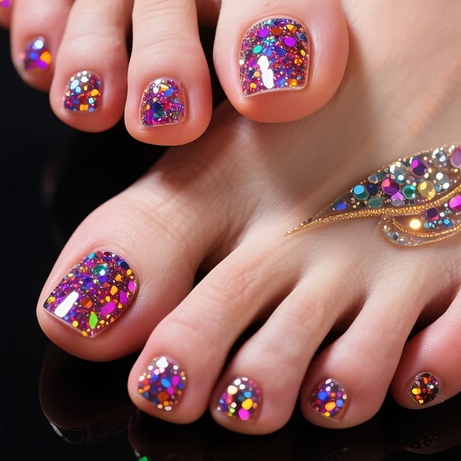 TEMU New European And Press-on Toenails, Removable 24pcs Set, Suitable For And Festive Occasions