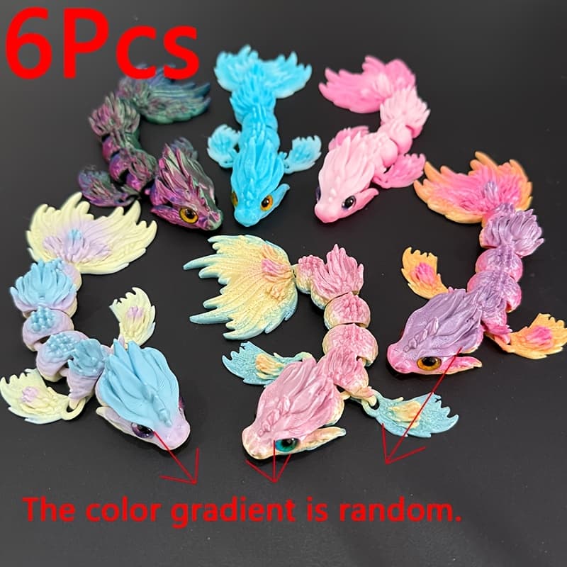 TEMU A 6pcs Set Of 3d Printed Large-tailed Model Desktop Decoration Is For . Very Suitable For Party And Outdoor In-car Display Statue Ornaments Random Color