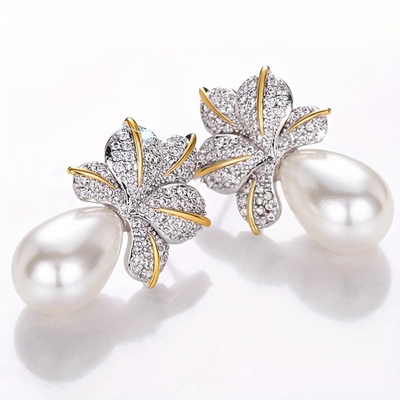 TEMU 1 Pair Of Leaf-shaped Earrings, Fashionable And Luxurious Women's Ear Jewelry With A Light , Elegant And High-end Synthetic Synthetic Zirconia Earrings, Suitable For Daily Wear As Women's Jewelry