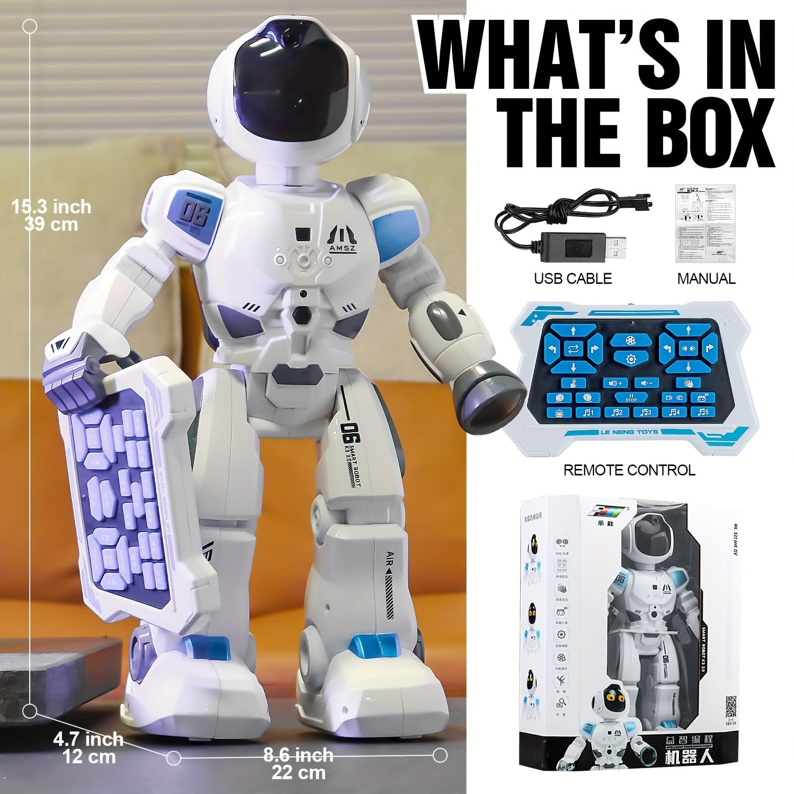 TEMU Smart Robotic Toy For Boys, Featuring Easy Programming, Conversation Capabilities, Electric Movement, Speech, Touch , Perfect For Christmas And Halloween Gifts For Kids