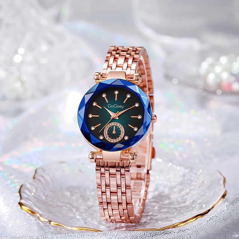 TEMU Luxury Women's Bracelet Watch, Elegant Exquisite Rose Golden Quartz Watch, Without Box