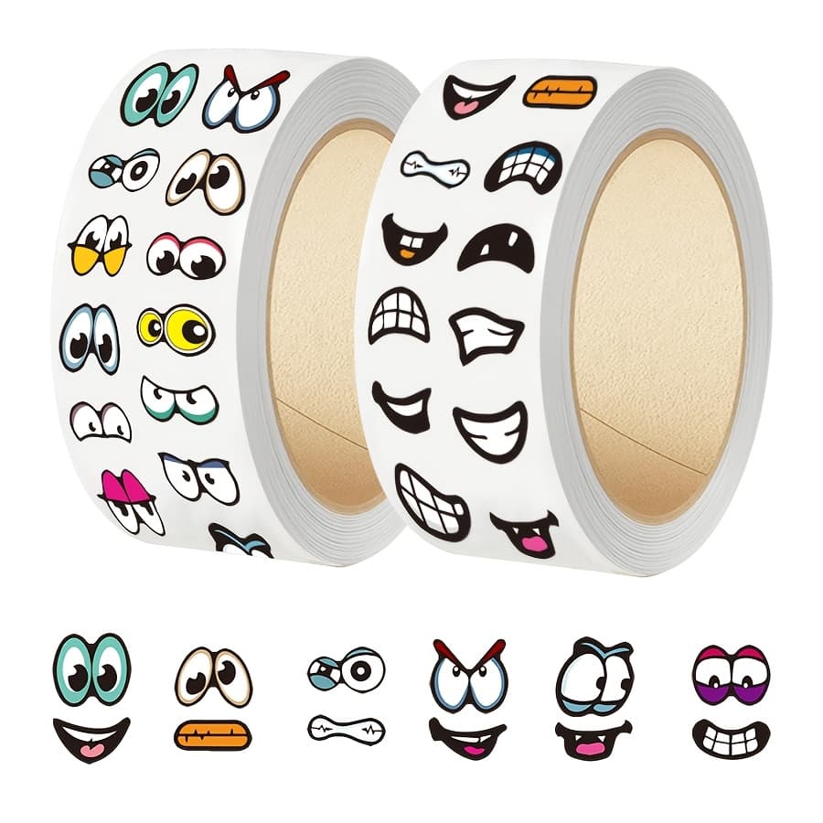 TEMU 2000pcs Face Stickers Roll, Colorful Eyes And Mouth Decorative Labels For Craft, Packaging, Envelope Sealing, Journals, Scrapbooking And Creative Decoration