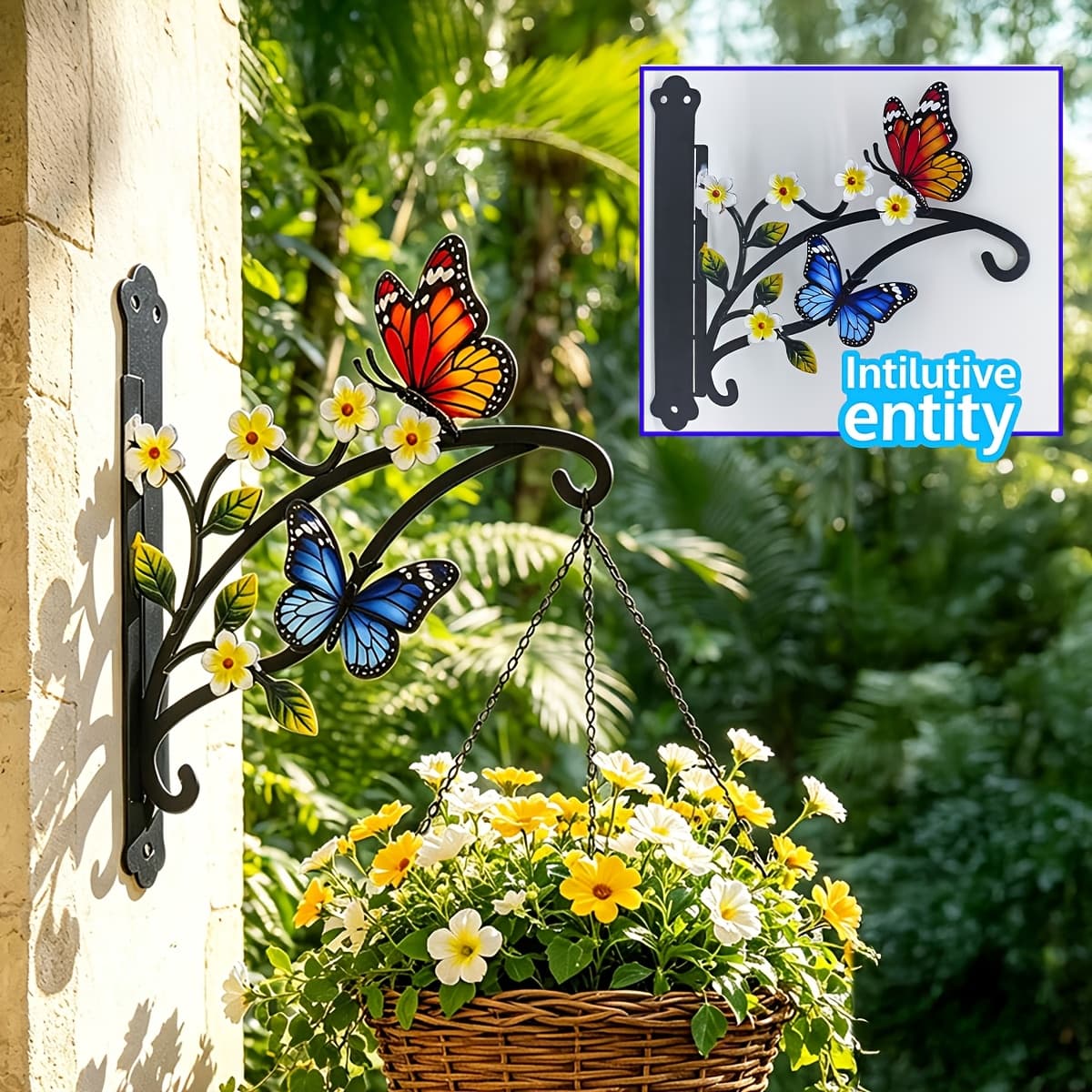 TEMU Colorful Wall Mounted Plant Hanger, Metal Hanging Basket Bracket With Flower & Decor, Outdoor Garden Hanger For Hanging Planters, Lanterns, Wind Chimes, Patio & Yard Decor
