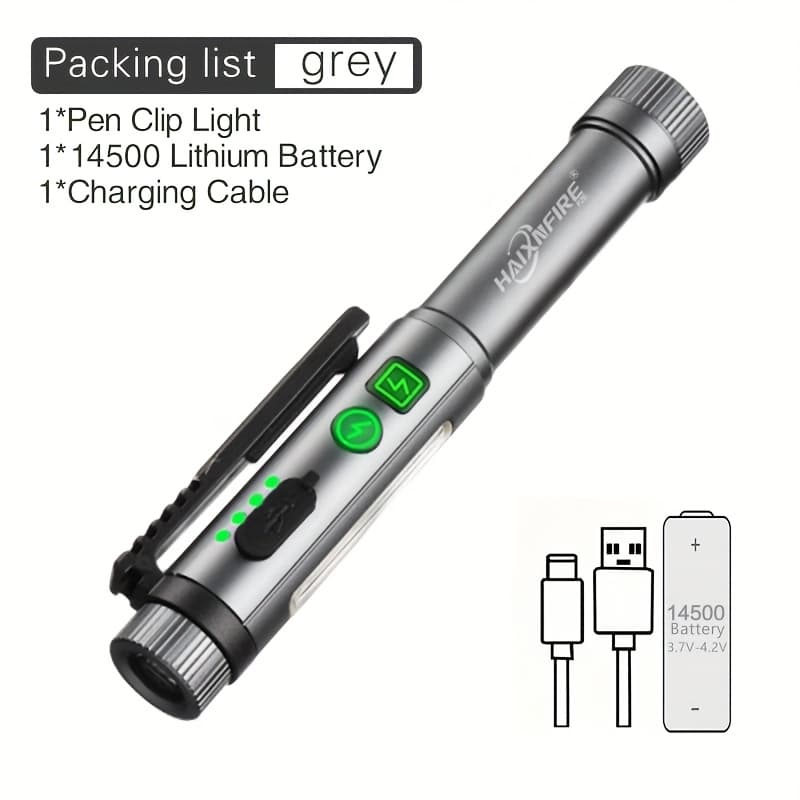 TEMU Haixnfire Mini Tactical Flashlight, A Portable Usb Rechargeable Light With Cob Side , Ideal For Outdoor Camping, Family Nights, And Emergency