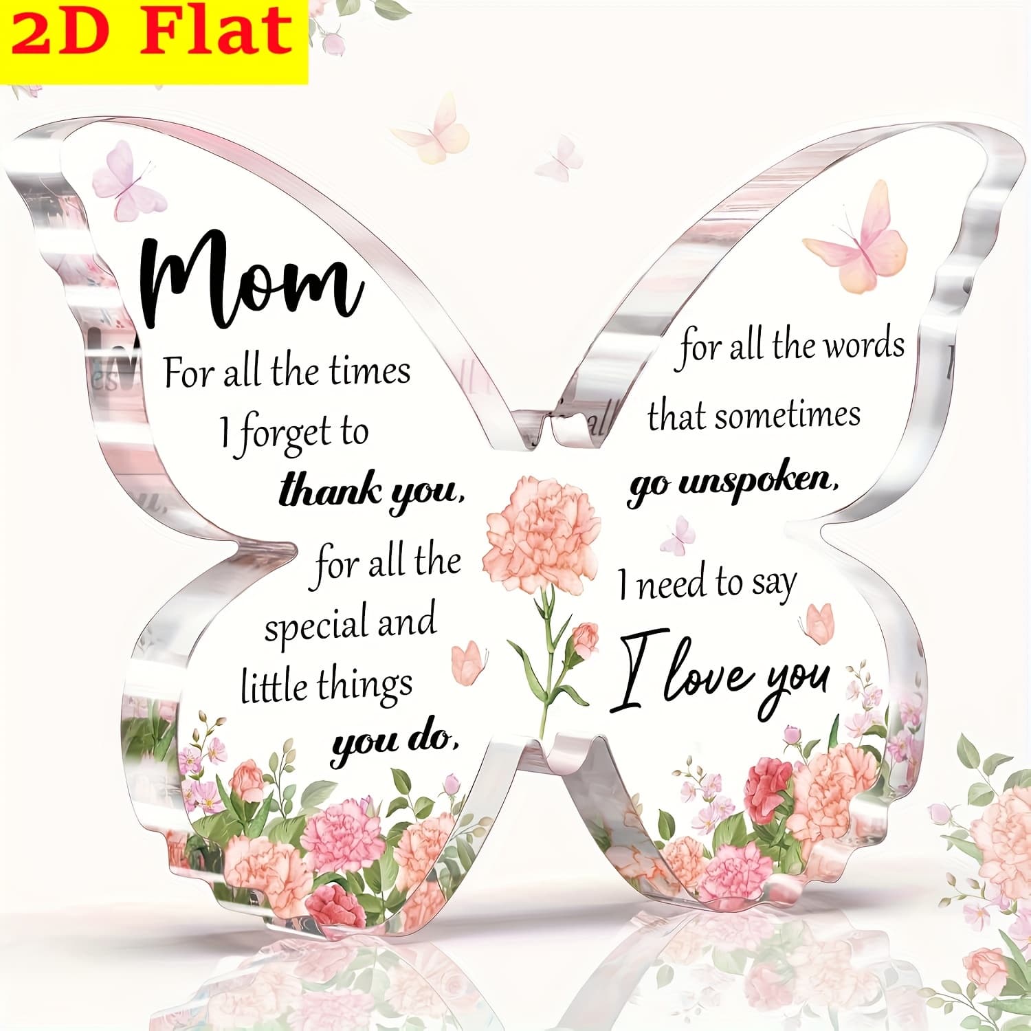 TEMU 2d Flat, Day Acrylic Figurine For Mom - Acrylic Desktop Decor - Appreciation Message, Collectible Decorative Piece, Ideal For Day, Birthday, Thanksgiving - No Electricity Needed