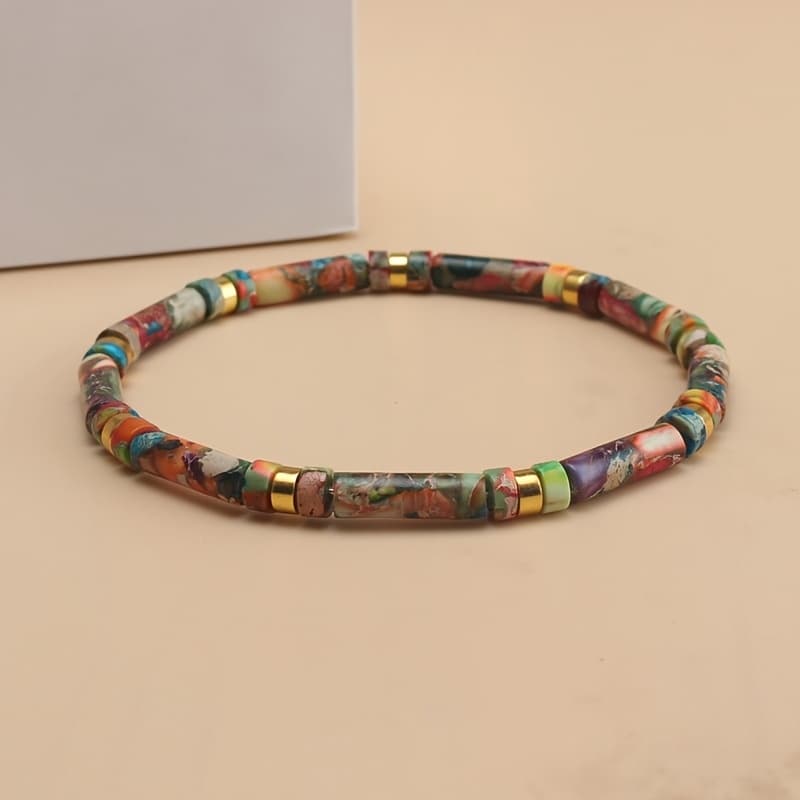 TEMU Bohemian Handcrafted Elastic Beaded Natural Stone Bracelet, Daily Wear, Perfect Gift For Valentine's Day//father's Day/christmas, Birthstone, Party & Vacation Accessory, Bohemian Jewelry