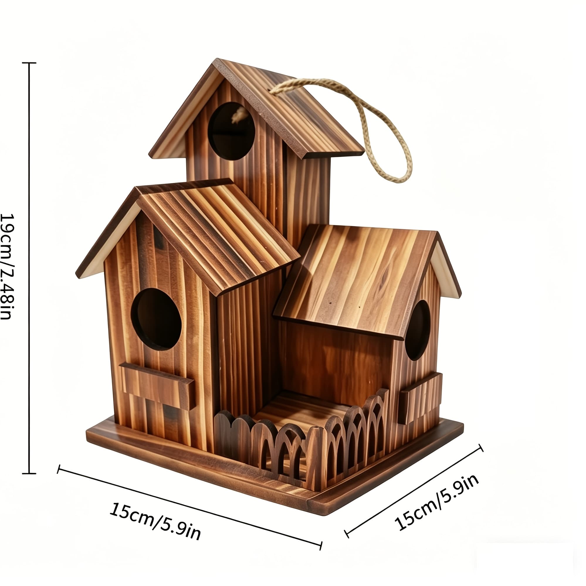 TEMU Wooden Birdhouse Set With Hanging Bird Feeder, Weatherproof& Easy To Assemble, Handcrafted High-quality Wood Panels, Suitable For Hummingbirds/parrots/, Garden Decoration&