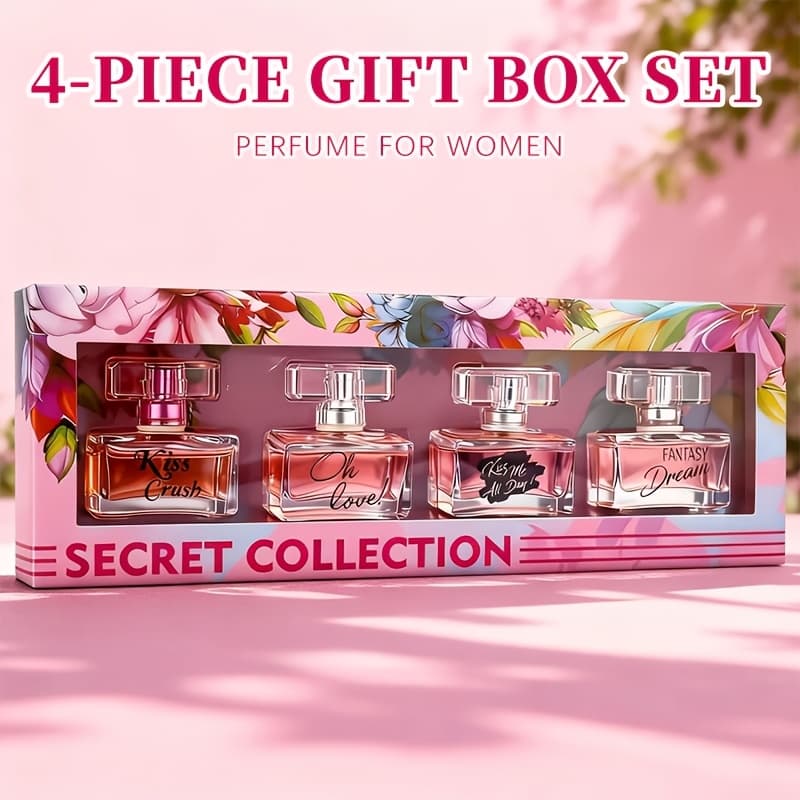 TEMU 4pcs Set, Women's Eau De Parfuma Spray Gift Box, Long Lasting Fragrance, 4 Different Flavors, Perfect For Holiday Gifts, Dating, Daily Life, Parties, 1.02fl.oz/bottle