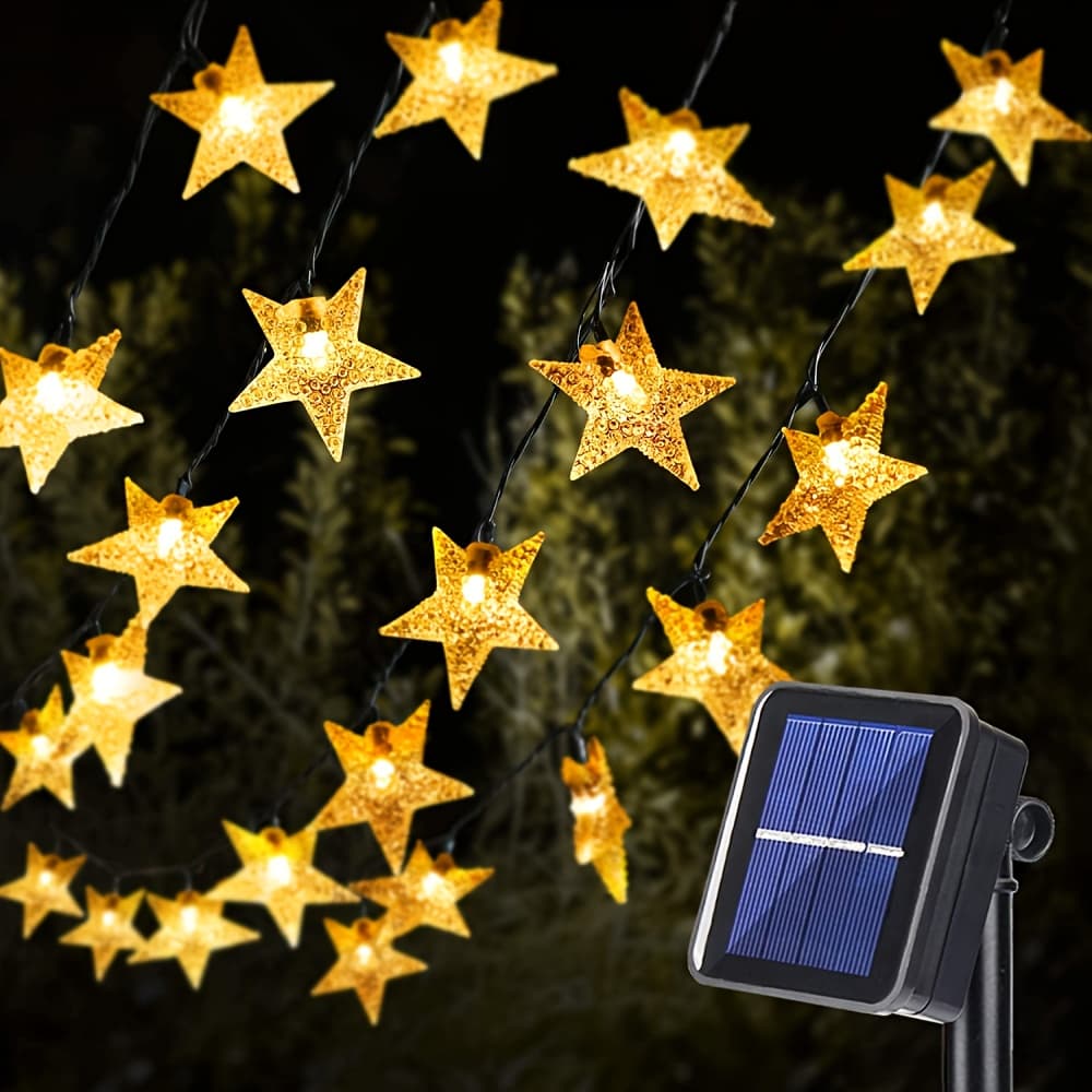 TEMU Star String Lights Solar Powered - 16.4/25/39 Ft /100 Led Lights With 8 Lighting , For Outdoor Garden Patio Porch Backyard Wedding Party, Warm White
