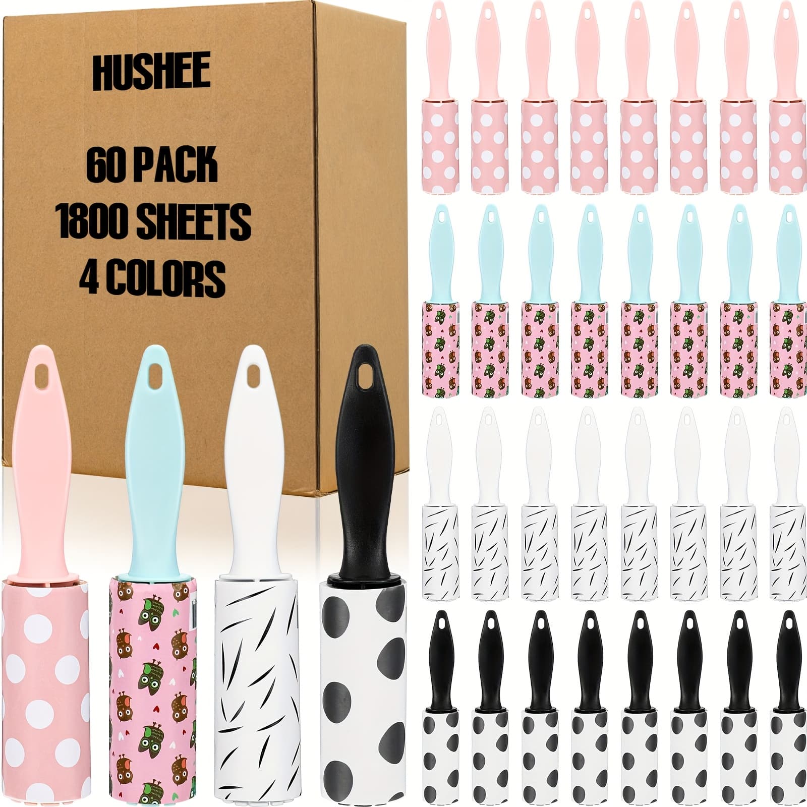 TEMU 60pcs Bulk Mini Lint Roller For Pet Hair And Clothes Lint Roller Travel Size Removers Sticky Removing Tool For Travel Gift Bags Furniture Car Seat