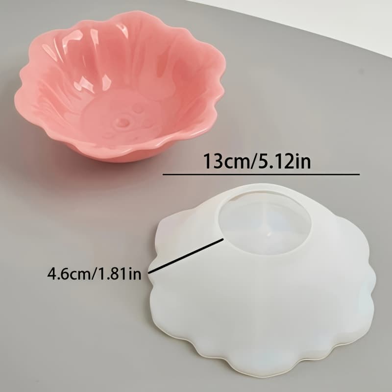 TEMU Irregular Lace Ruffle Storage Bowl Silicone Mold Handmade Lotus Scented Candle Cup Plaster Resin Mold Home Decoration Supplies