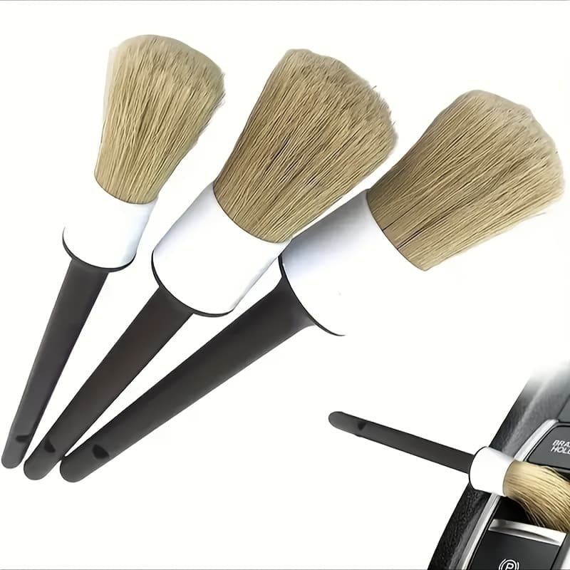 TEMU 3pcs Car Wash Dust Removal Detail Brush Brush Soft Brush Air Vent Brush Car Door Logo Cleaning Tool