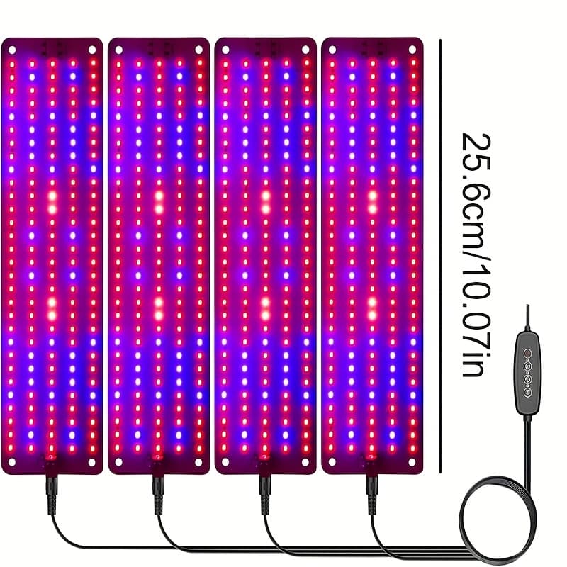 TEMU 2/4pcs Grow Lights For Indoor Plants, Red Blue White Ultra-thin Grow Light Panel With 3/9/12h Auto Timer, Full Led Pl Plement For Seedlings Veg Bloom Succulents Indoor Pls Grow Panel, 1 Drag 4