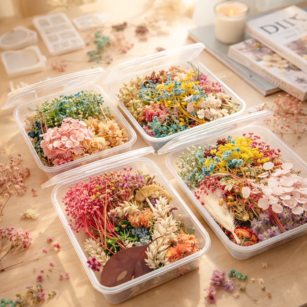 TEMU Of Random Color Dried Flowers For Diy Candle Making, Resin Jewelry, Handcrafted Greeting Cards & Frames, Perfect For Christmas And Halloween Decorations | Multi- Essentials