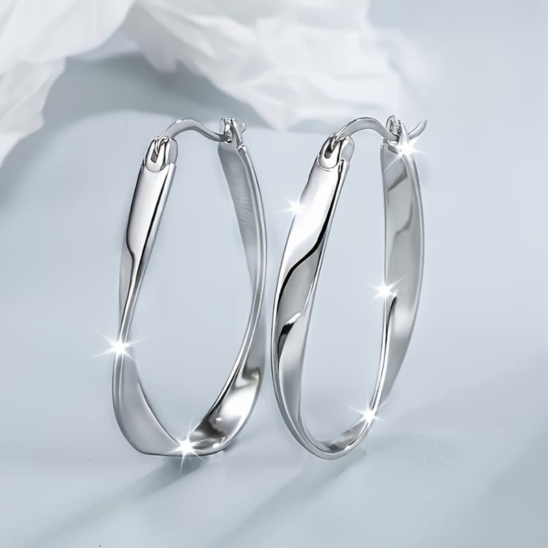 TEMU Elegant S925 Mo Twisted Design Female Earrings, For , Suitable For