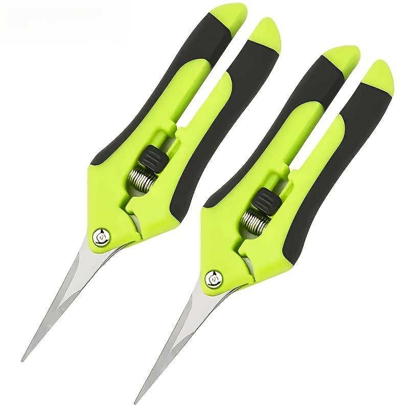 TEMU 2pcs Heavy-duty Stainless Steel Pruning Shears - Ergonomic Garden Scissors For Fruit Trees & Flowers, Labor-saving Design
