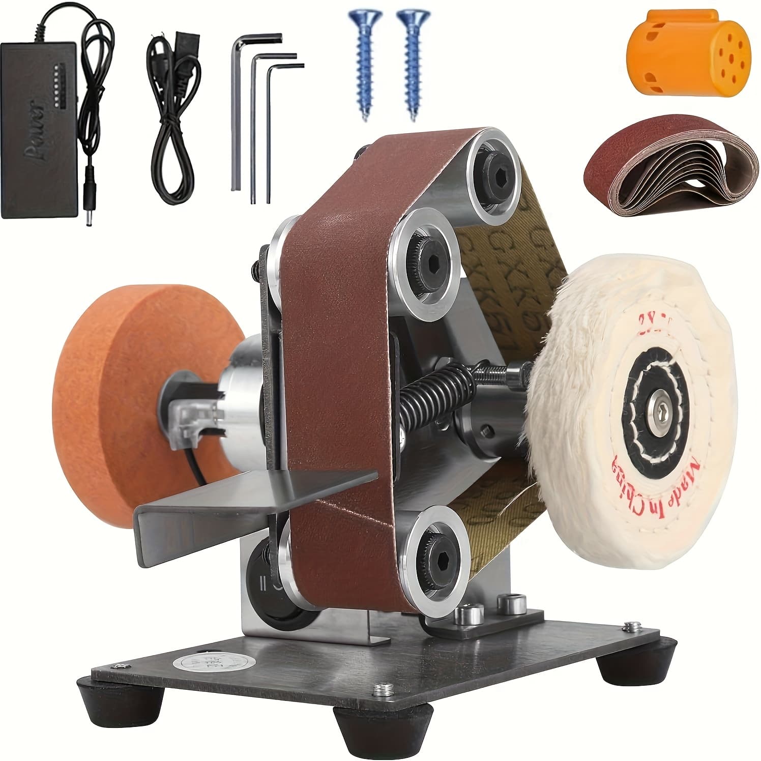 TEMU Mini Belt Sander Electric Bench Grinder Sanding Machine 7 Adjustable Speed Grinder Polisher Knife Sharpener For Diy Woodworking, Metal Working, Knife Making, Jewelry Making