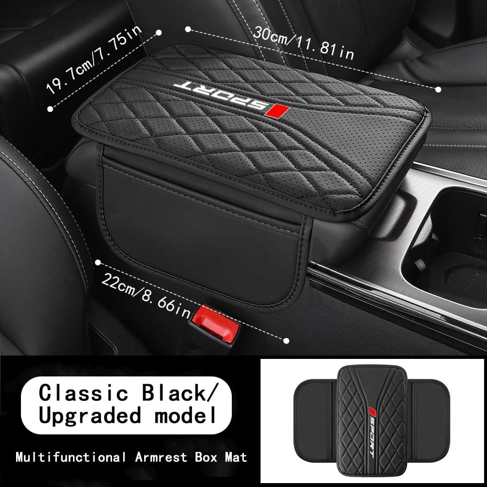 TEMU 1pc Pu Leather Armrest Cushion With Side Storage Pocket, Comfortable Elbow Support, Fashionable Stitching Design, Scratch- And Stylish, Trendy Sporty Style, Suitable For Most Models