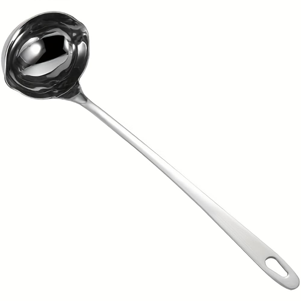 TEMU 10.6-inch Stainless Steel Can Spoon With Backflow Spout - Perfect For Oil, Soup And Sauce - A Durable Kitchen Cooking Tool