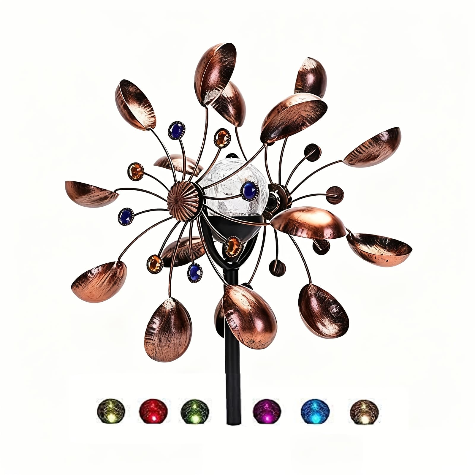 TEMU 72in Solar Wind Spinner For Yard And Garden, Outdoor Kinetic Art With Led Light, Metal Decor, Father's Day Gift For Home Patio Lawn