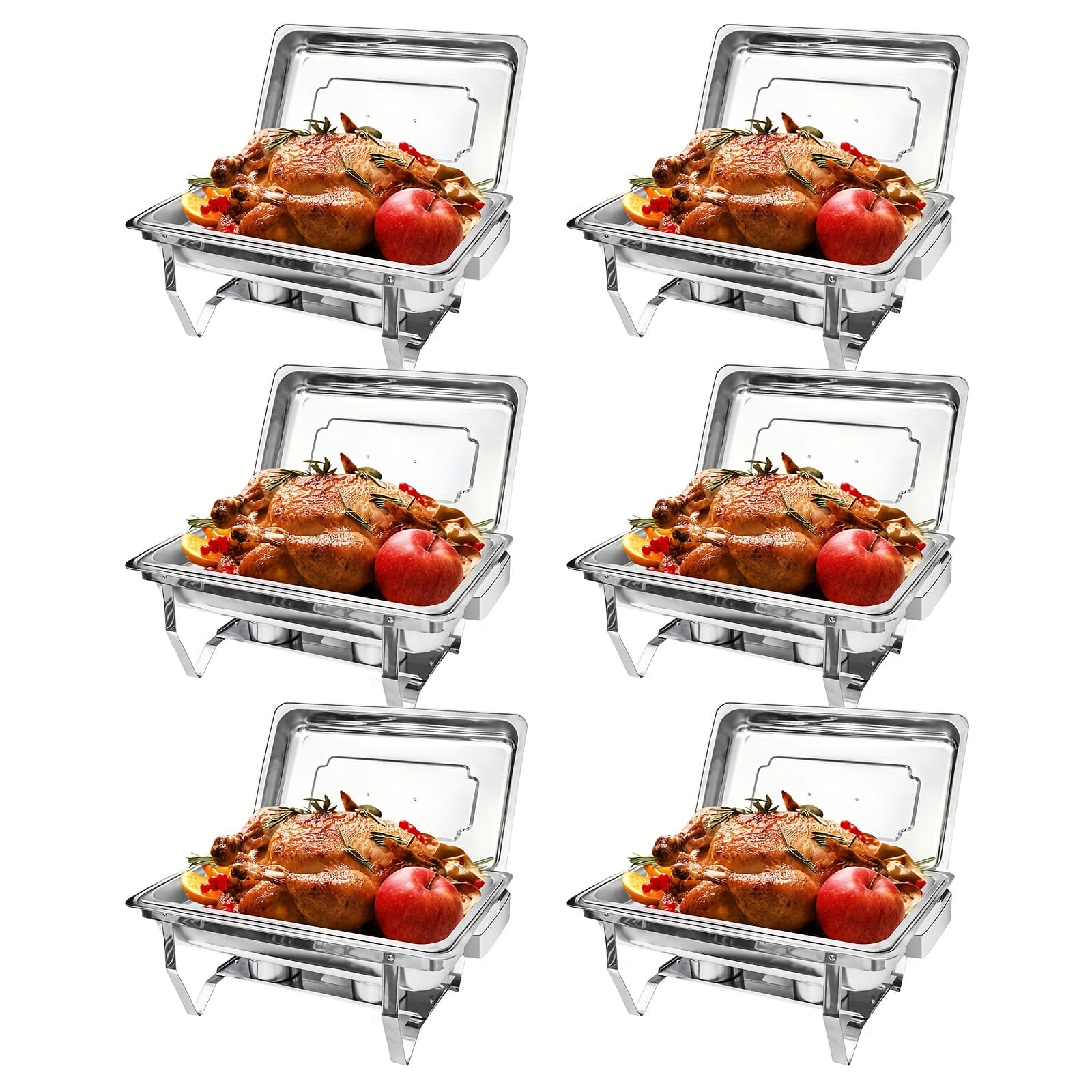 TEMU Chafing Dishes Buffet Set, 1/2/4/6/8 Pack-9qt Stainless Steel Chafers Food Warmer Trays For Buffets, Parties, Hotel, Party For Christmas, Halloween - Cooking, Cooking