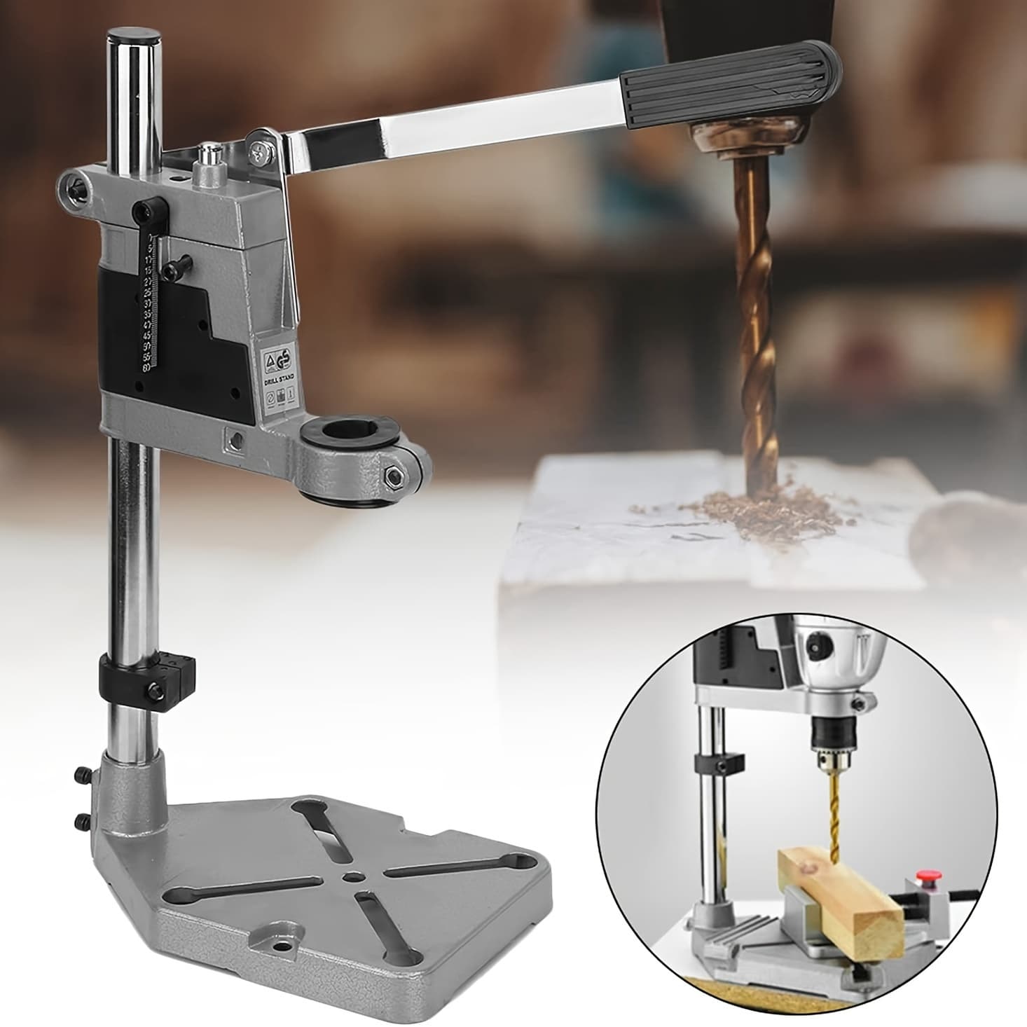 TEMU Multifunctional Electric Drill Holder With Clamp For Drilling Press Bench Work Bench For With Base 38 & 43 Mm