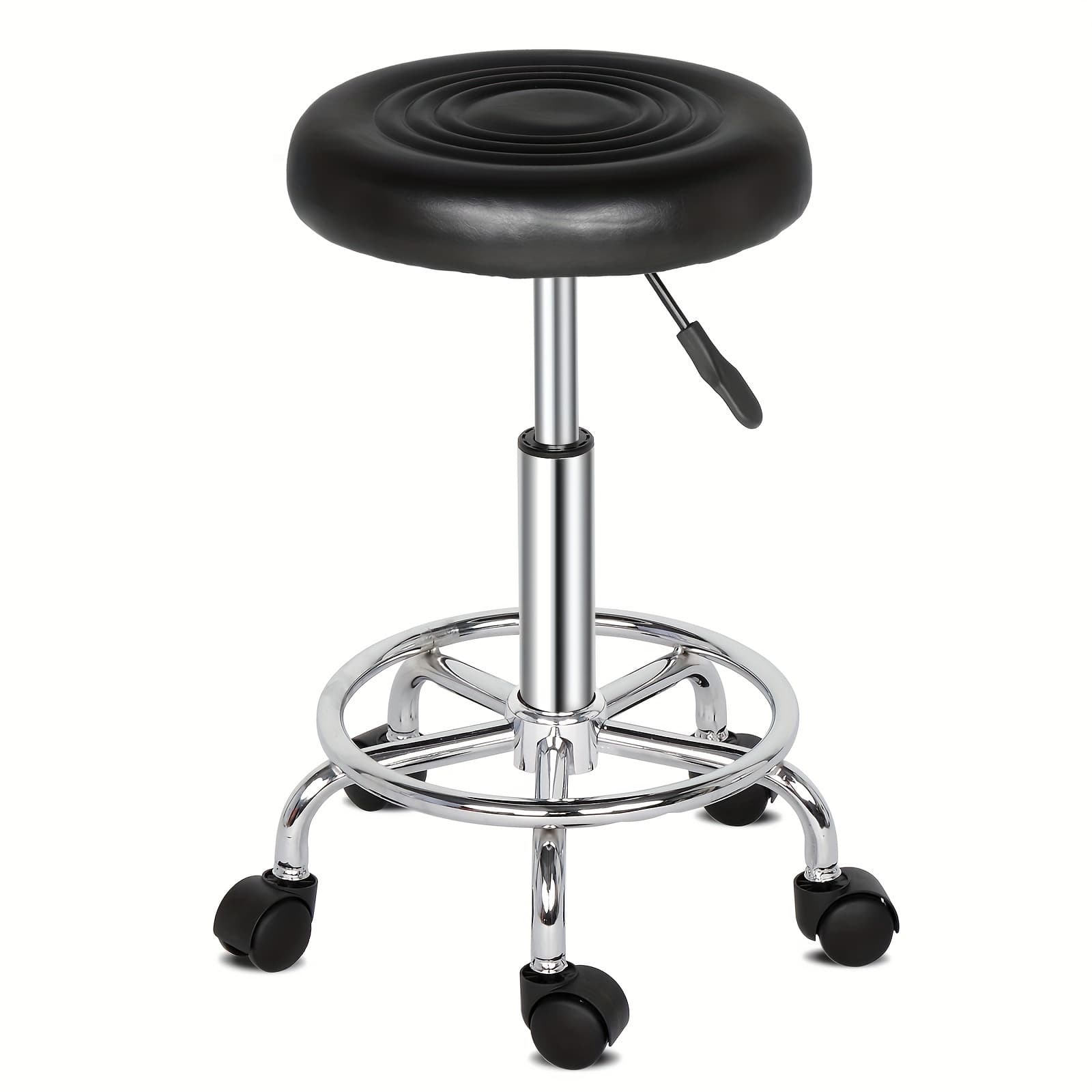 TEMU Round Stool With Lines Rotation Bar Stool Black