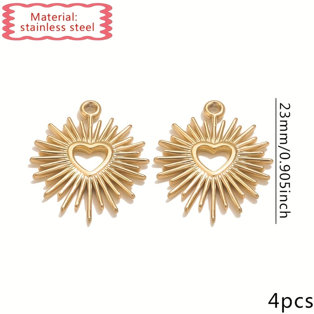 TEMU 4pcs 304 Stainless Steel Simple Vintage Peach Heart Love Heart Necklace Pendant Accessories