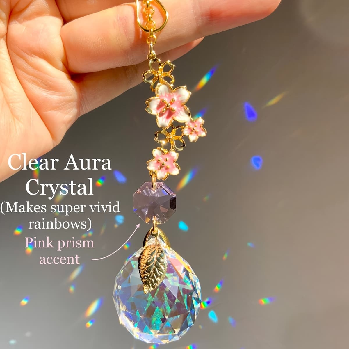 TEMU Cherry Car Ornament, Golden With Prism, Rearview Mirror Accessory - Perfect Housewarming Gift, Party Decor, Home & Outdoor Garden Hanging Decoration
