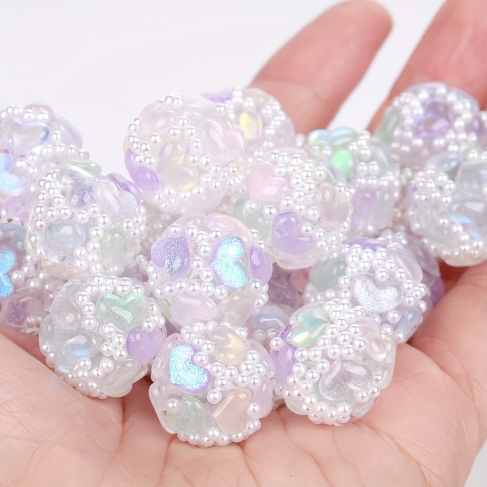 TEMU 17mm 6pcs Acrylic Colorful Round Ball Beads For Jewelry Making Diy Bracelets Necklace Accessories