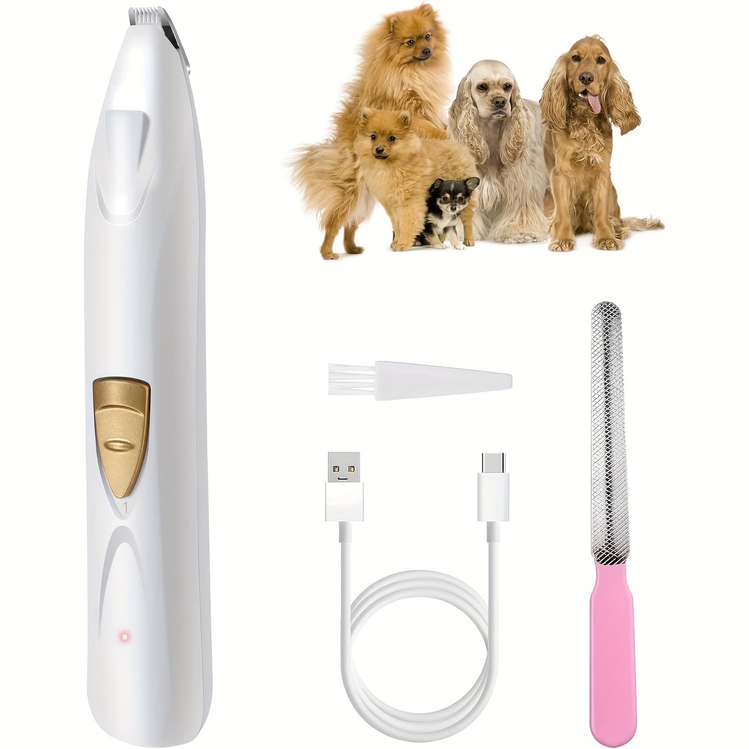 TEMU Electric Dog Paw Trimmer, Dog Clippers With Led Light, Usb Rechargeable Professional Dog Grooming Kit, Dog Shaver Clippers For Cats Pets Eyes Face Ears Paw