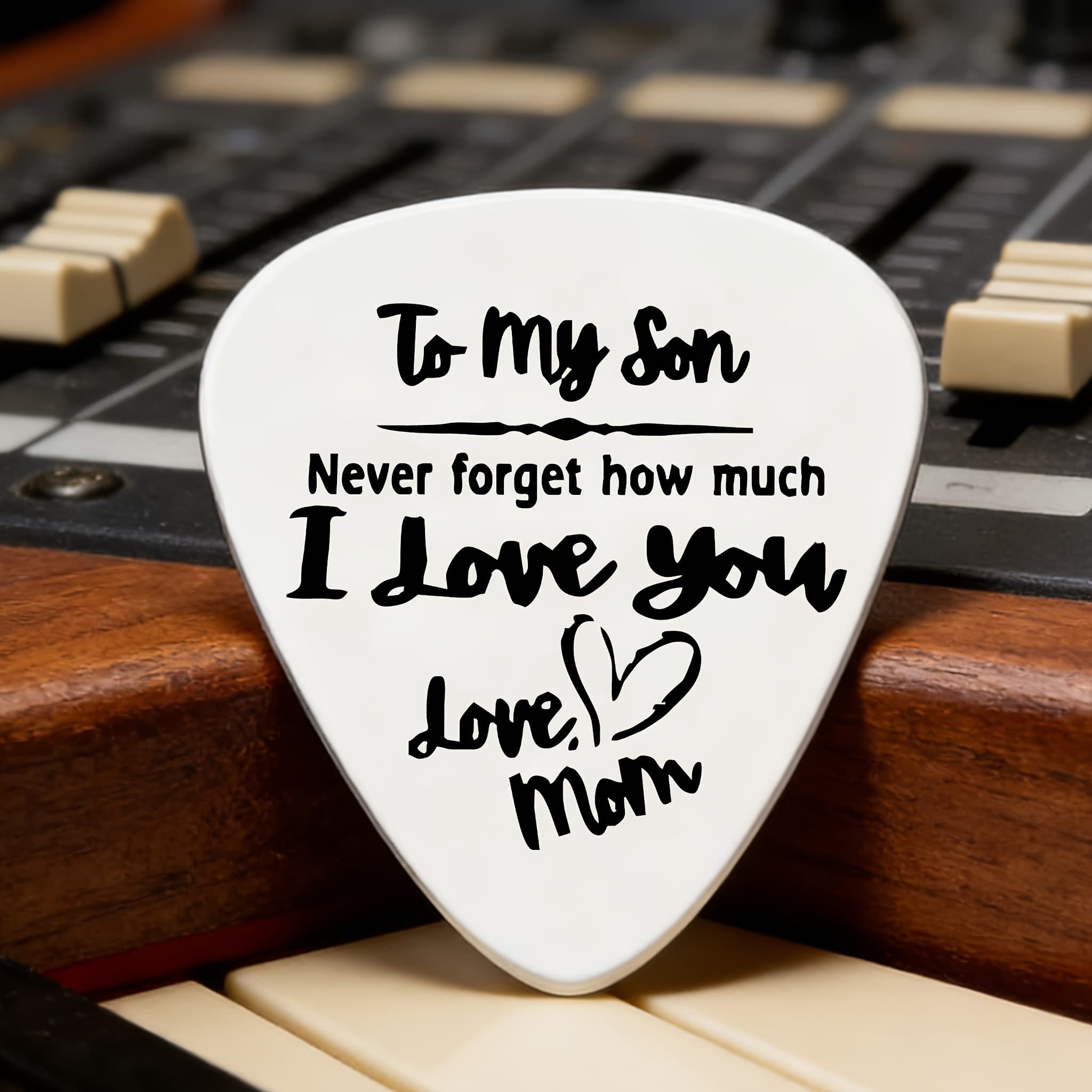 TEMU Durable Stainless Steel Guitar Pick | "to My Son How Much I Love You Love, Mom" - Silvery Grey, Love Gift