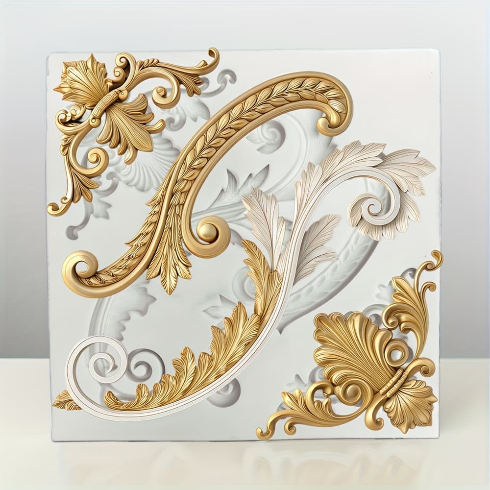 TEMU 1pc Resin Mold, Baroque European Relief Frame Silicone Mold - Gorgeous Greek Key And , Golden And White Greek Letter Logo, Suitable For Plaster, Wax, Clay, Resin Greek/roman