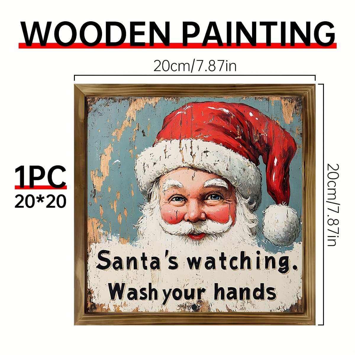 TEMU 2d Flat 1pc Rustic Santa Sign - Wall Art For Home & Bathroom Decor, Perfect Christmas Decor, 2d Flat