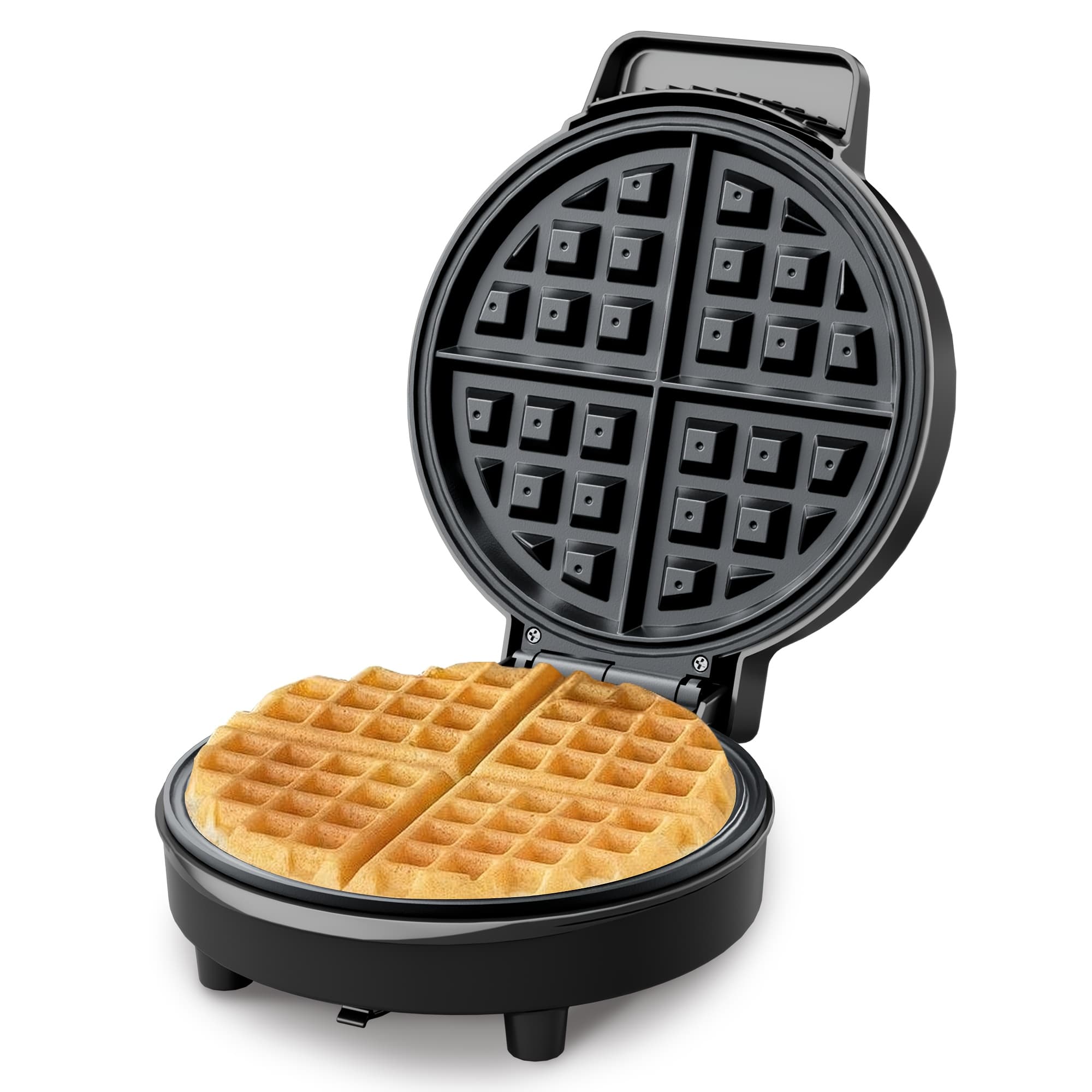 TEMU 8-inch 1000w Waffle Maker, 4- Classic Belgian , Removable Plates, Quick Heating, Perfect For Breakfast, Family & Kitchen Use, Christmas Gift