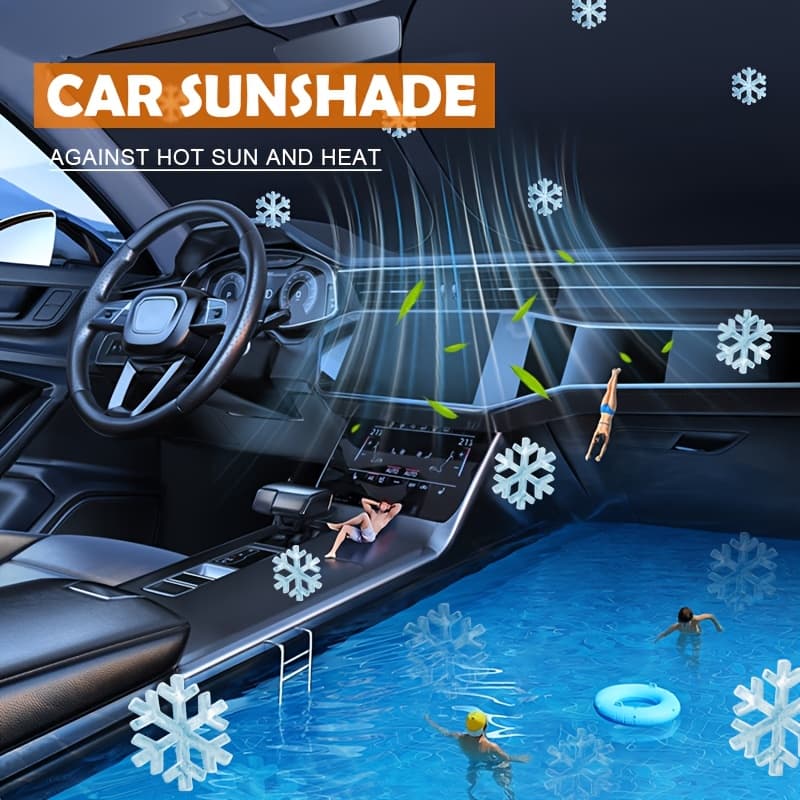 TEMU Car Sunshade Front Windshield Heat Insulation Sun Visor Shade Curtain Interior Windscreen Small Car Cover Sun Umbrella Car -proof Screen Privacy Sunshade Curtain Net