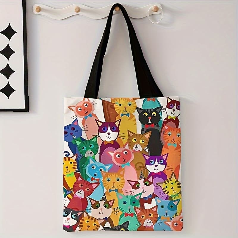 TEMU Printed Tote Bag For Casual Travel, Beach Use, Large Capacity, Reusable Shoulder Shopping Bag For Women, Spacious Beach Tote, And Grocery Shoulder Bag