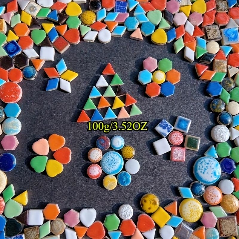 TEMU /200/500g Mosaic Particles Of Shapes, Triangular Rhombus And Other Color Shape Particle Sets, Suitable For Diy Handmade Materials, Home Decoration Accessories, Diy Craft Materials