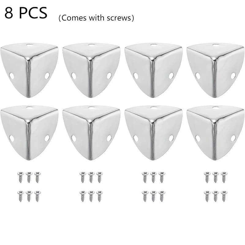 TEMU 8pcs Stainless Steel Corner Protectors - Box Case Additions - Angle Brackets (with Screws)