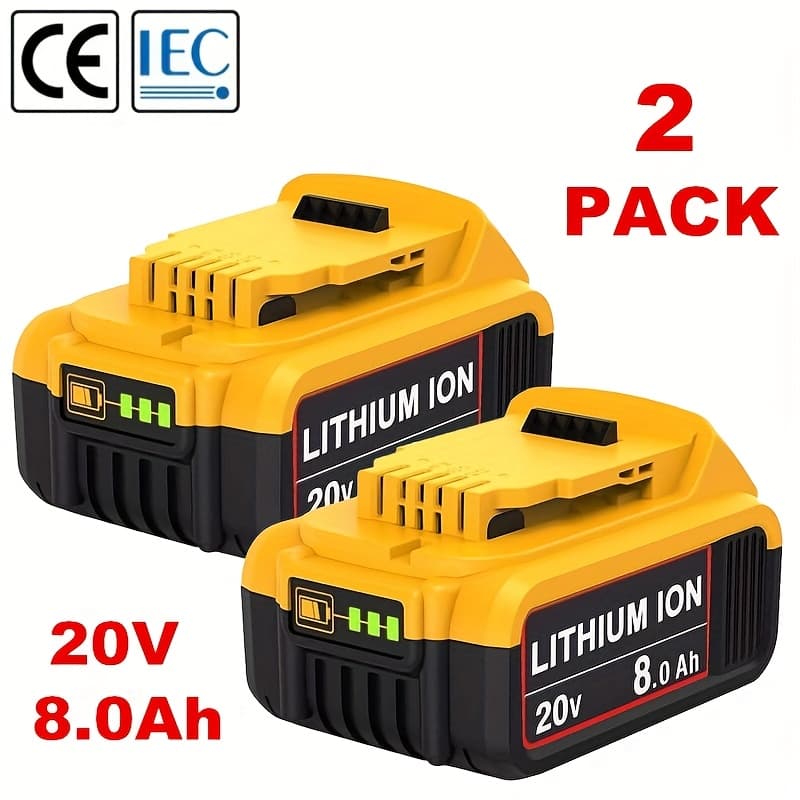TEMU 2-pack For 20v Max Replacement Battery Compatible With Dcb206/dcb204/dcb203/dcb201/dcb200 - High-capacity Lithium-ion,, Led Indicator, Fits For 20v Tools (for )