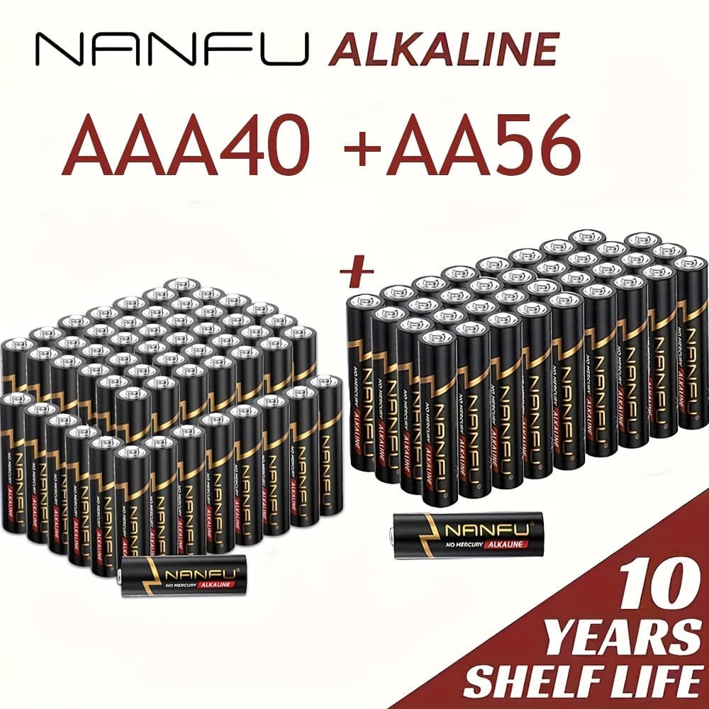 TEMU 96pcs Nanfu Aaa/aaa+aa Batteries - Leakproof, Long-lasting, For Cameras, Remotes, Headphones, Flashlights, Gaming Controllers & For Daily Electronics (compatible For Aaa/aa Batteries)