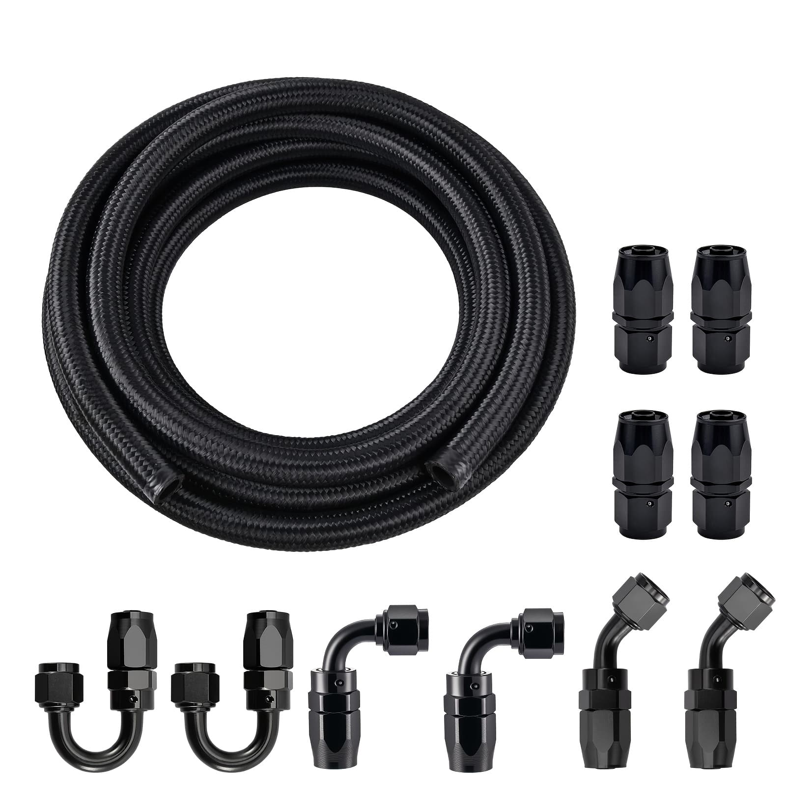 TEMU An6 6an Fitting Stainless Steel Nylon Braided Fuel Hose Line Kit 10ft