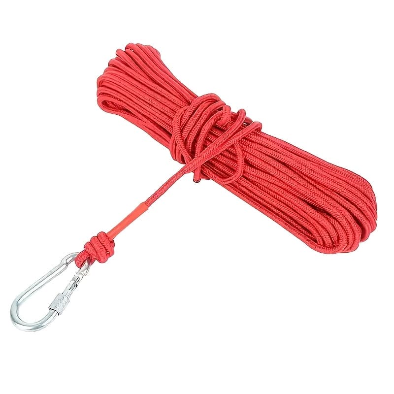 TEMU 2pcs Set (rope And Hook) Heavy-duty Fishing Line - Red, Strong And Durable, Suitable For Rowing, Fishing Gear Fixing - For Professional And , Rowing Accessory, Sturdy Construction