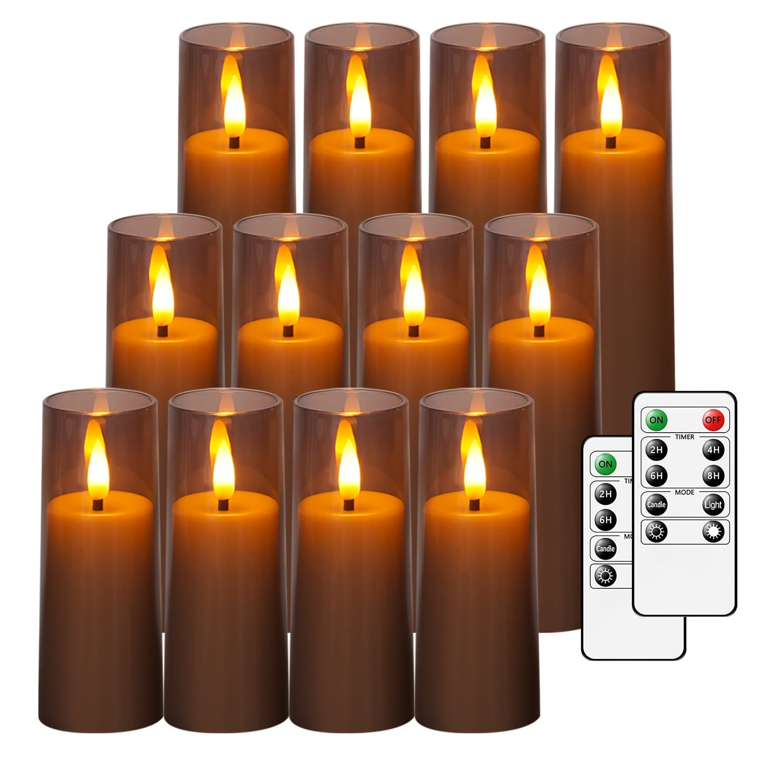 TEMU Nimiko 12pcs Acrylic Flickering Flameless Candles With Remote Control & Timer - Perfect For Romantic Ambiance, Valentine's Day Decor, Easter Decor, Decor & Bedroom Ambiance Enhancement