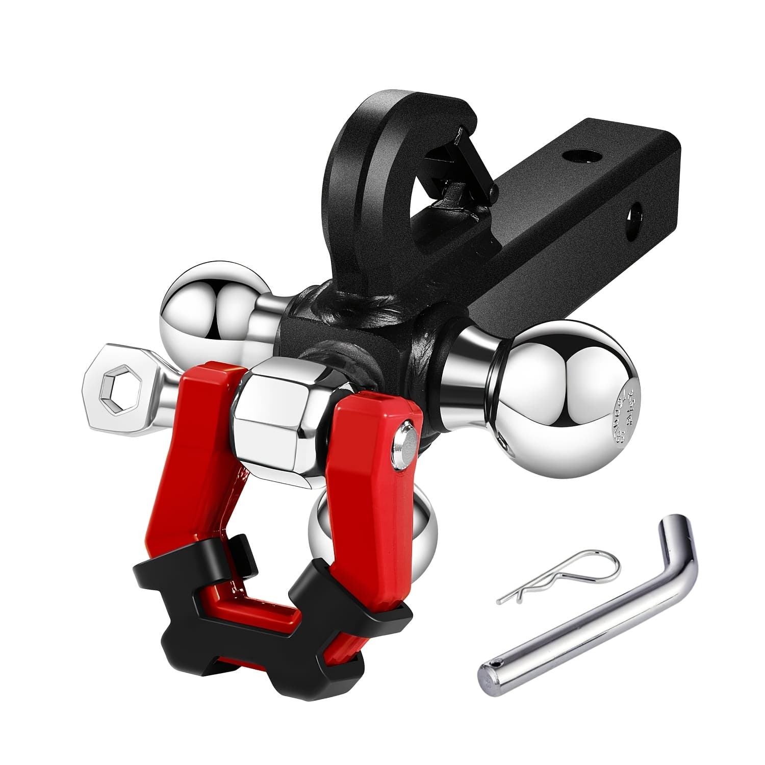 TEMU Trailer Hitch Mount With Hook & Pin & Rotatable Tow Shackle, Fits 2in Receiver With 1-7/8in, 2in, 2-5/16in Hitch Ball