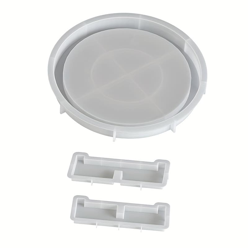 TEMU Circular Tray Storage Rack Resin Casting Molds With Bracket Ornament Silicone Molds Flower Rack Fruit Tray Jewelry Tray Gypsum Clay Molds Desktop Decoration Molds