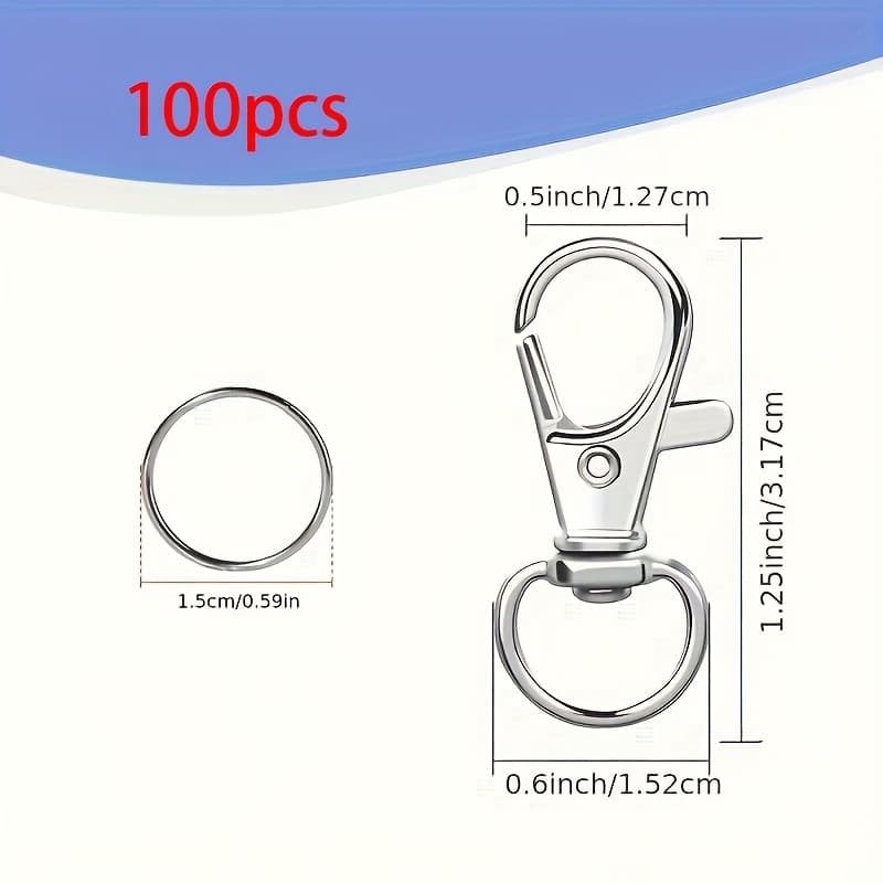 TEMU 50/100pcs Keychain Hooks, Accessories, Pendants, Keychain Hooks With Keychains, Used For Diy Craft String Bead Production, Diy Wallet Production, Diy Wallet Making